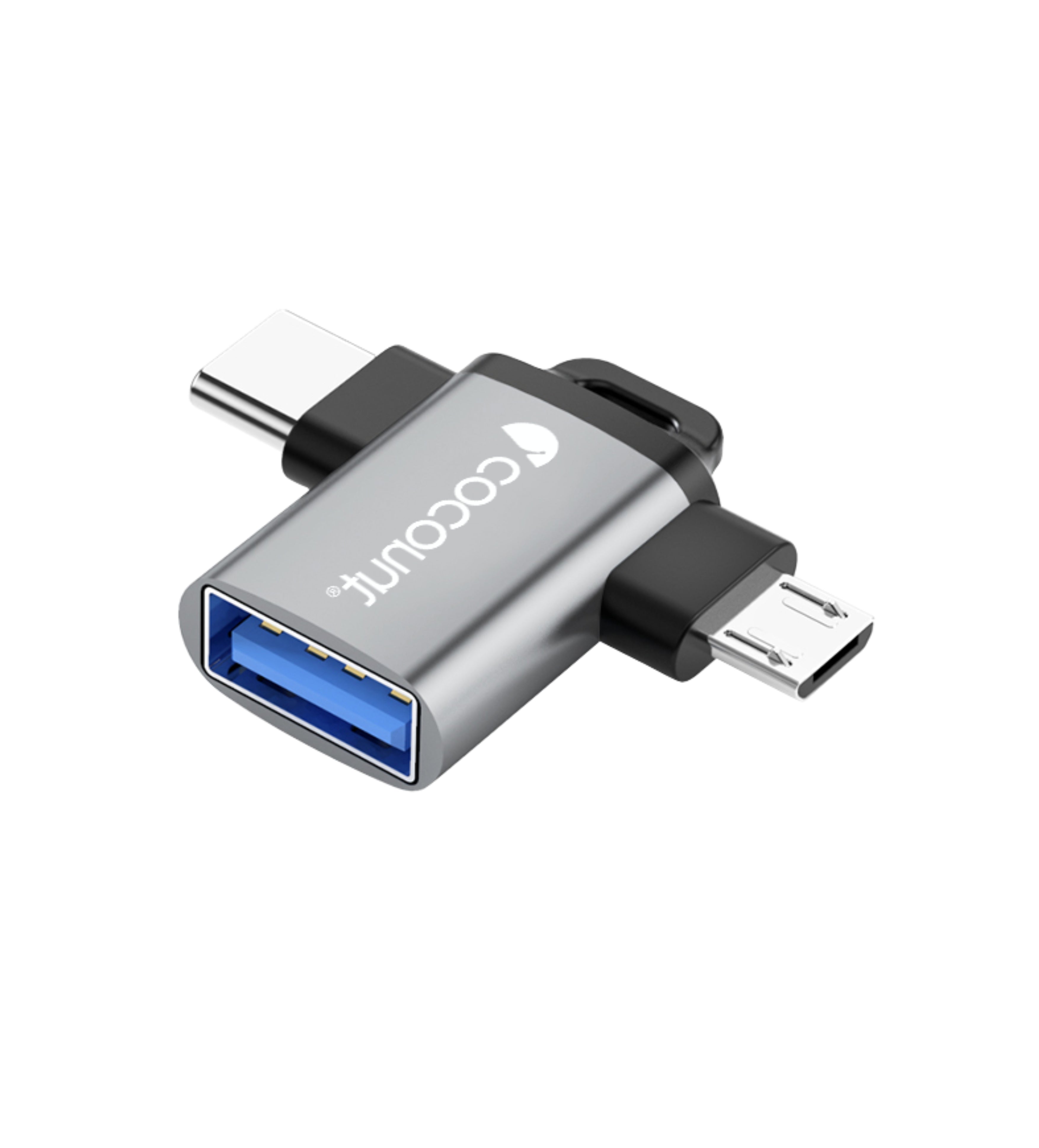 OT03 USB 3.0 to Micro USB + Type C OTG Adapter, Aluminum Body